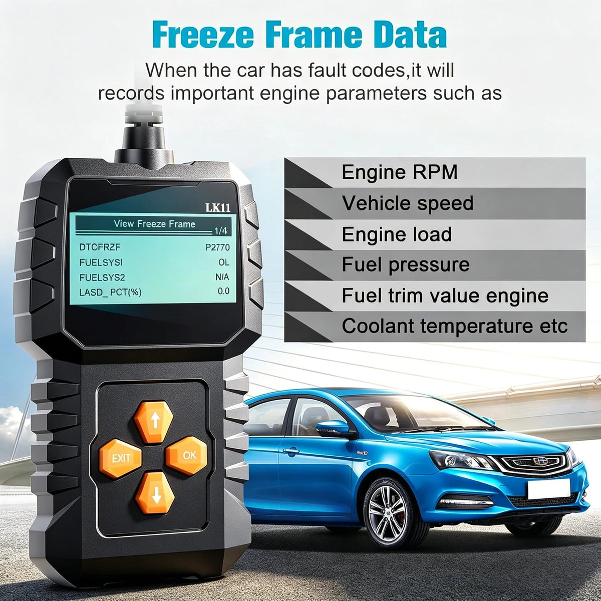 OBD2 Scanner for Ease Setup (Plug-Play) - Clear Reset Engine Error Code