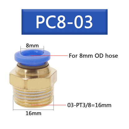 10 Male Straight Connector Tube OD 5/16" X NPT 3/8 PU Air Push In Fitting