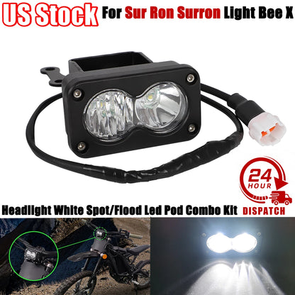 2X Headlight White LED Pod Combo Kit for Sur Ron Light Bee X (2018–2023)