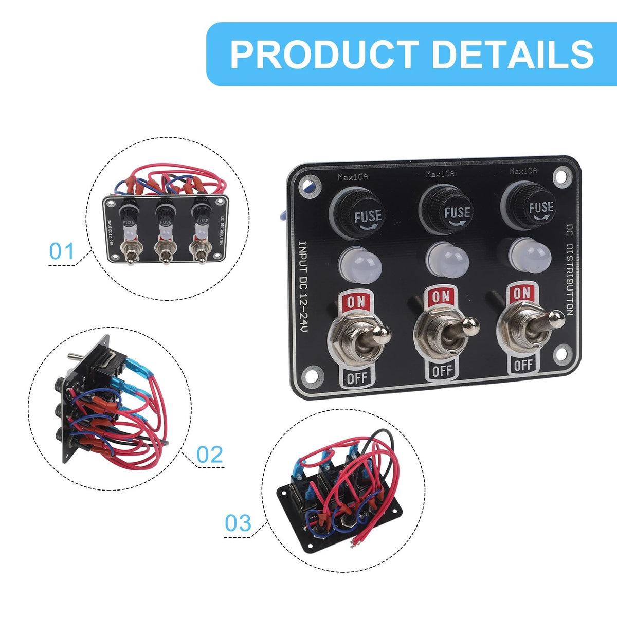 Metal Rocker Switch Panel with LED Lights for Easy Operation