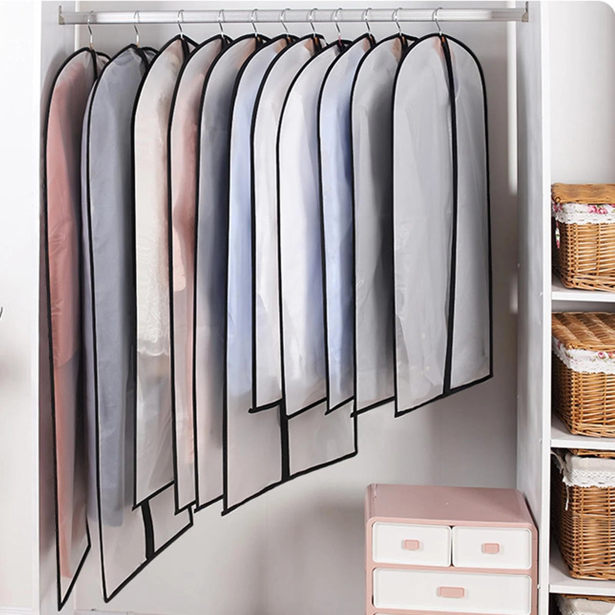 Set of 6 Extra Long Clear Garment Bags 60in for Dresses