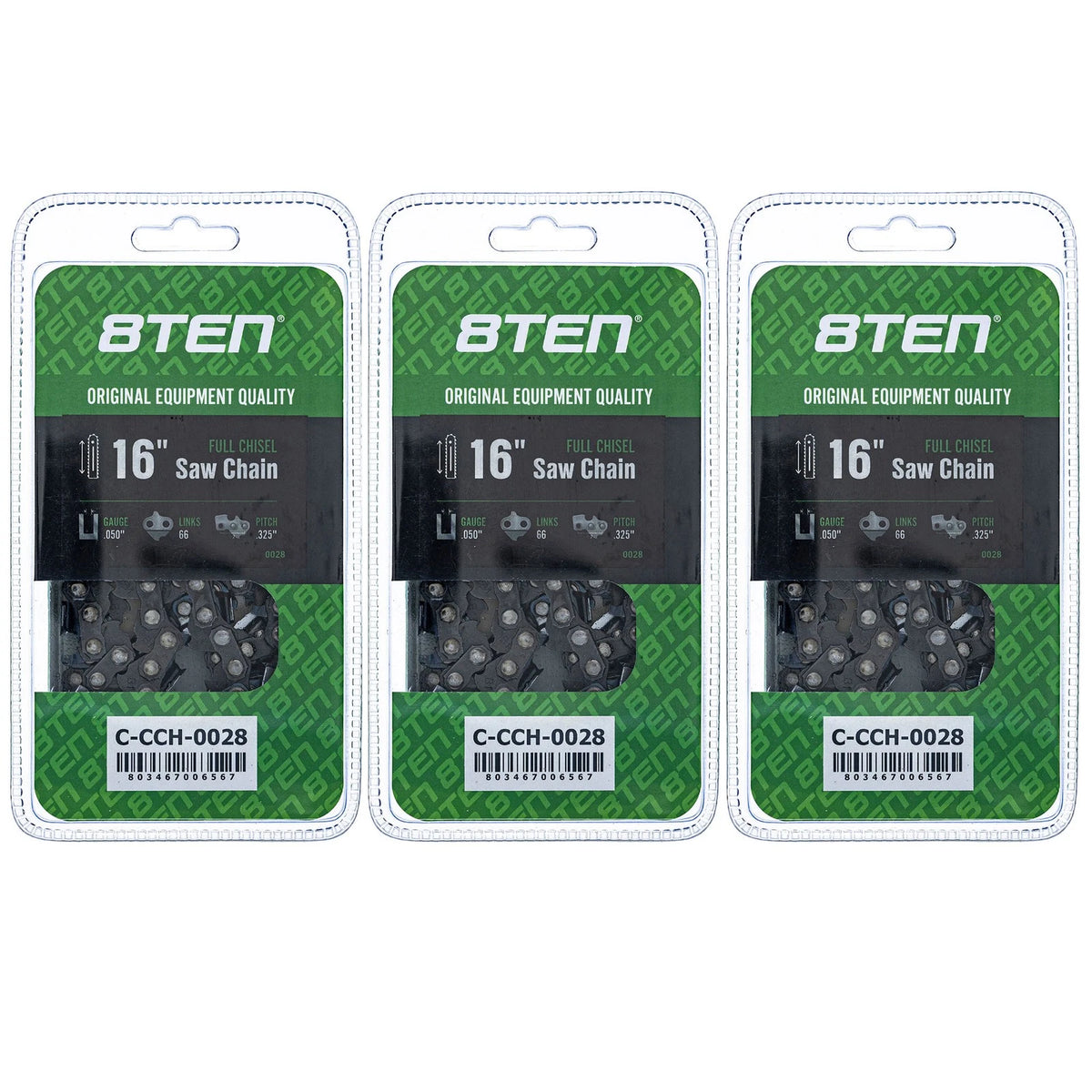 3-Pack Chainsaw Chain 16 Inch .050 .325 66DL for Echo CS-450P CS-490 CS-501P (33LG-66, 20LPX066G, 50JL66)