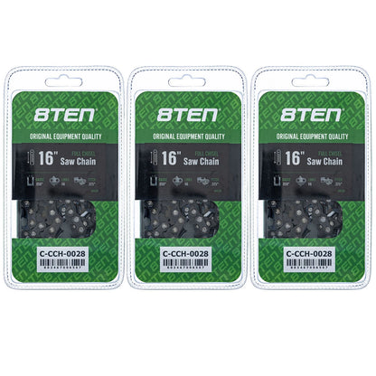 3-Pack Chainsaw Chain 16 Inch .050 .325 66DL for Echo CS-450P CS-490 CS-501P (33LG-66, 20LPX066G, 50JL66)