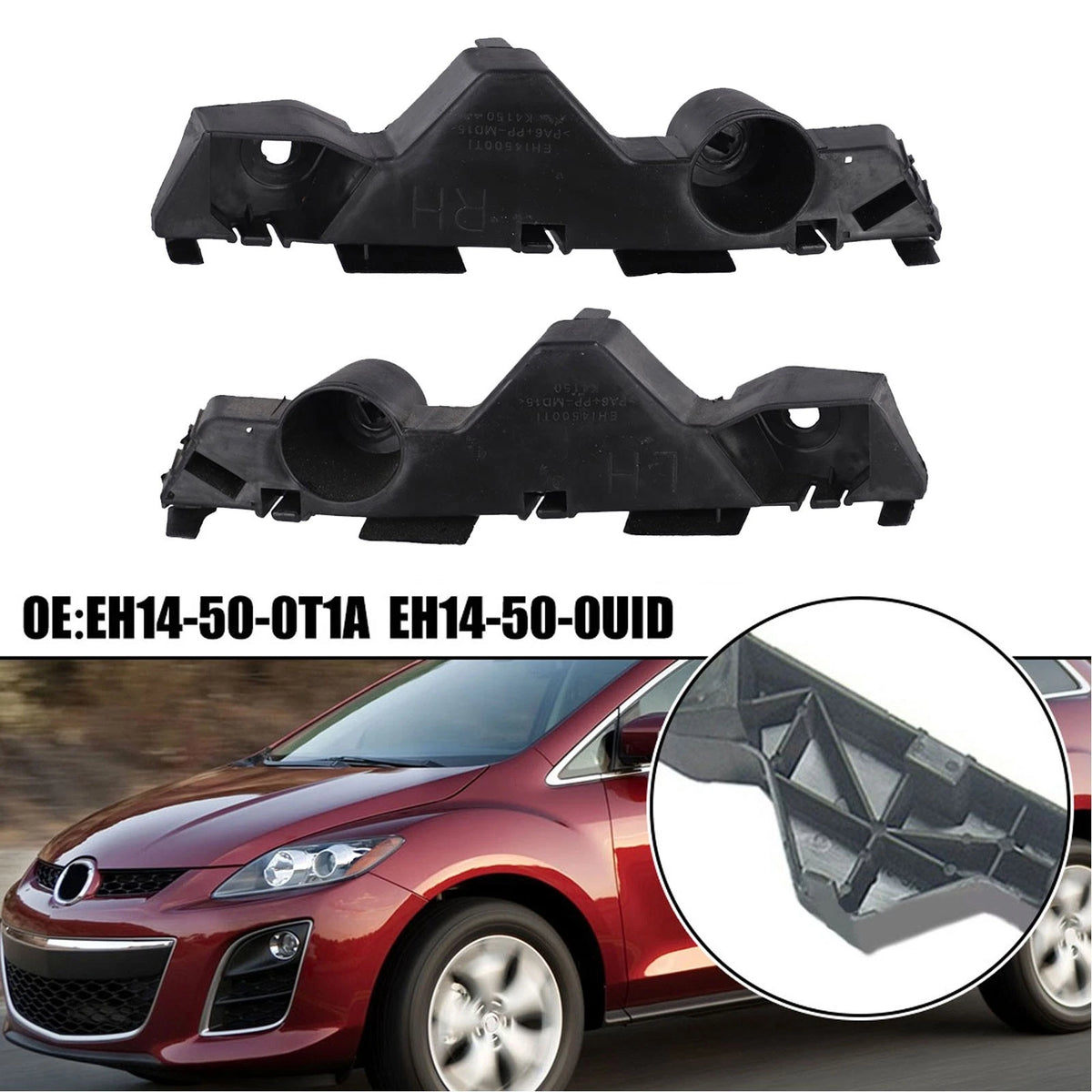 Set of 2 Left & Right Bumper Bracket Retainers for Mazda CX-7 (2007–2012)