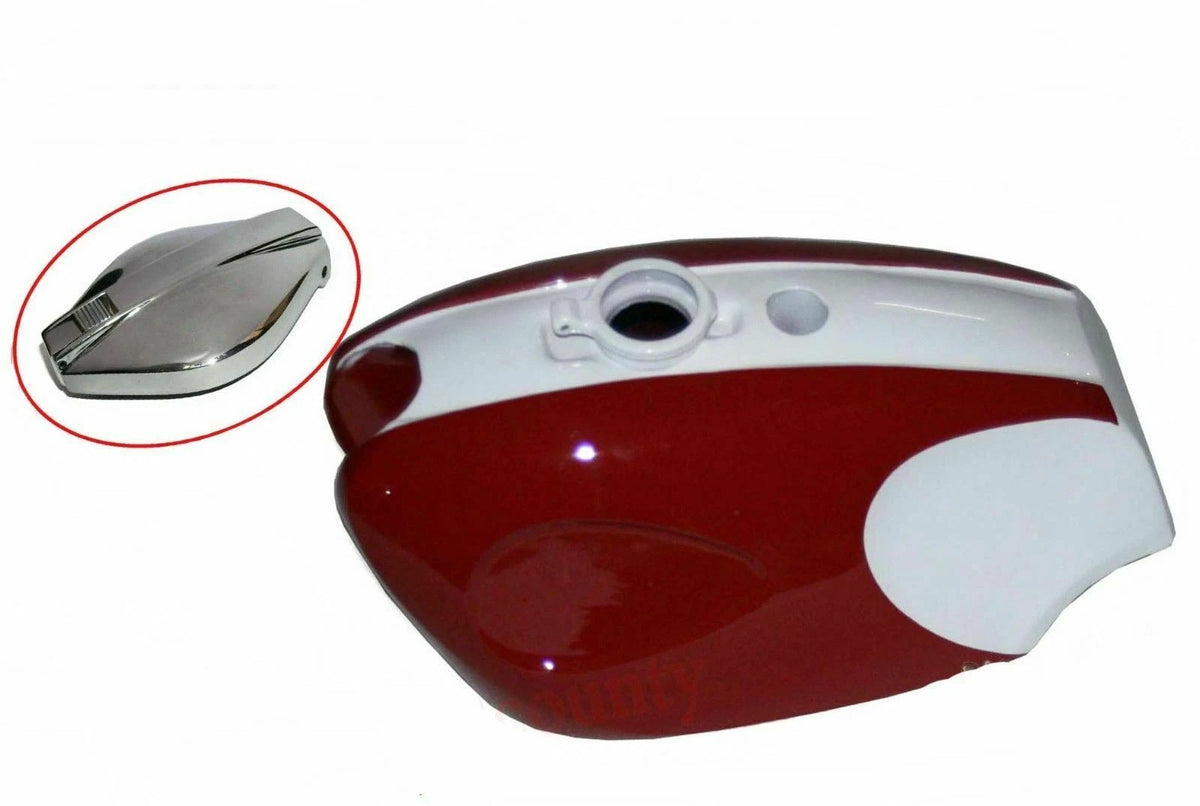 Gas Fuel Tank with Cap for BSA B25 B44 (Steel, Red & White Star)