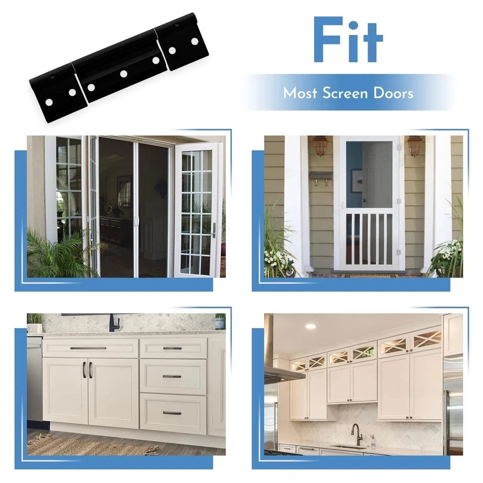 3-Pack Black Screen Door Hinges for Residential Storm Door