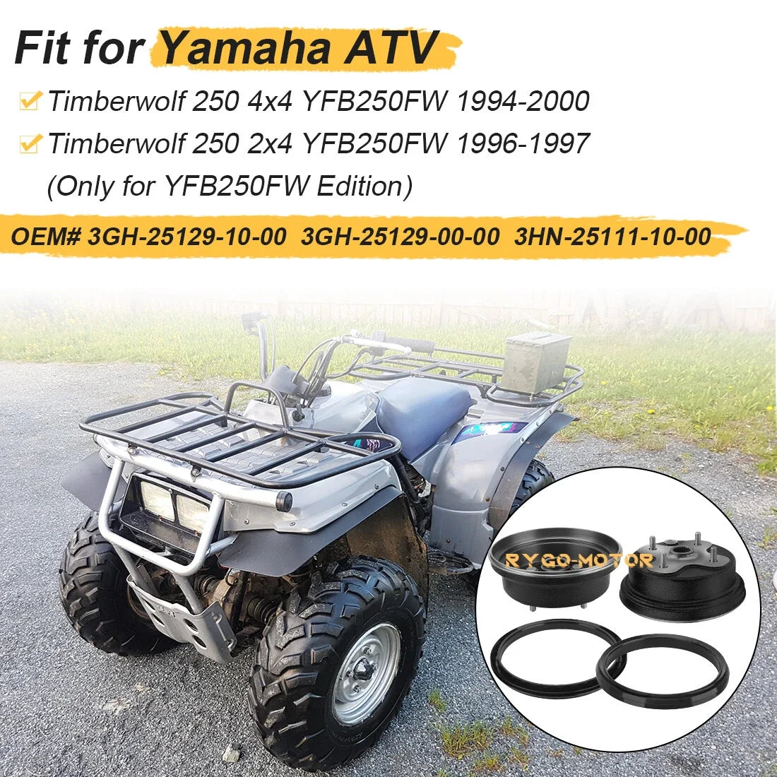 2X Front Wheel Brake Drum Hub & Dust Seal for Yamaha Timberwolf 250 (1992–1998)