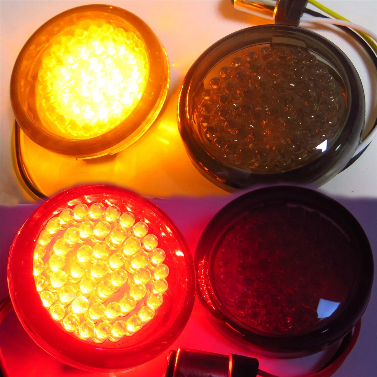 2" LED 1157 Turn Signal Light Inserts + Smoke Lens for Harley