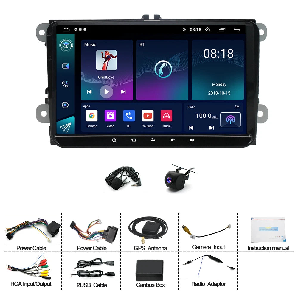 9" Wireless Android Auto CarPlay Stereo for VW Golf Jetta Passat