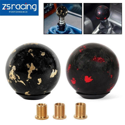 Universal Carbon Fiber Ball Gear Shifter Knob with 3 Adapters