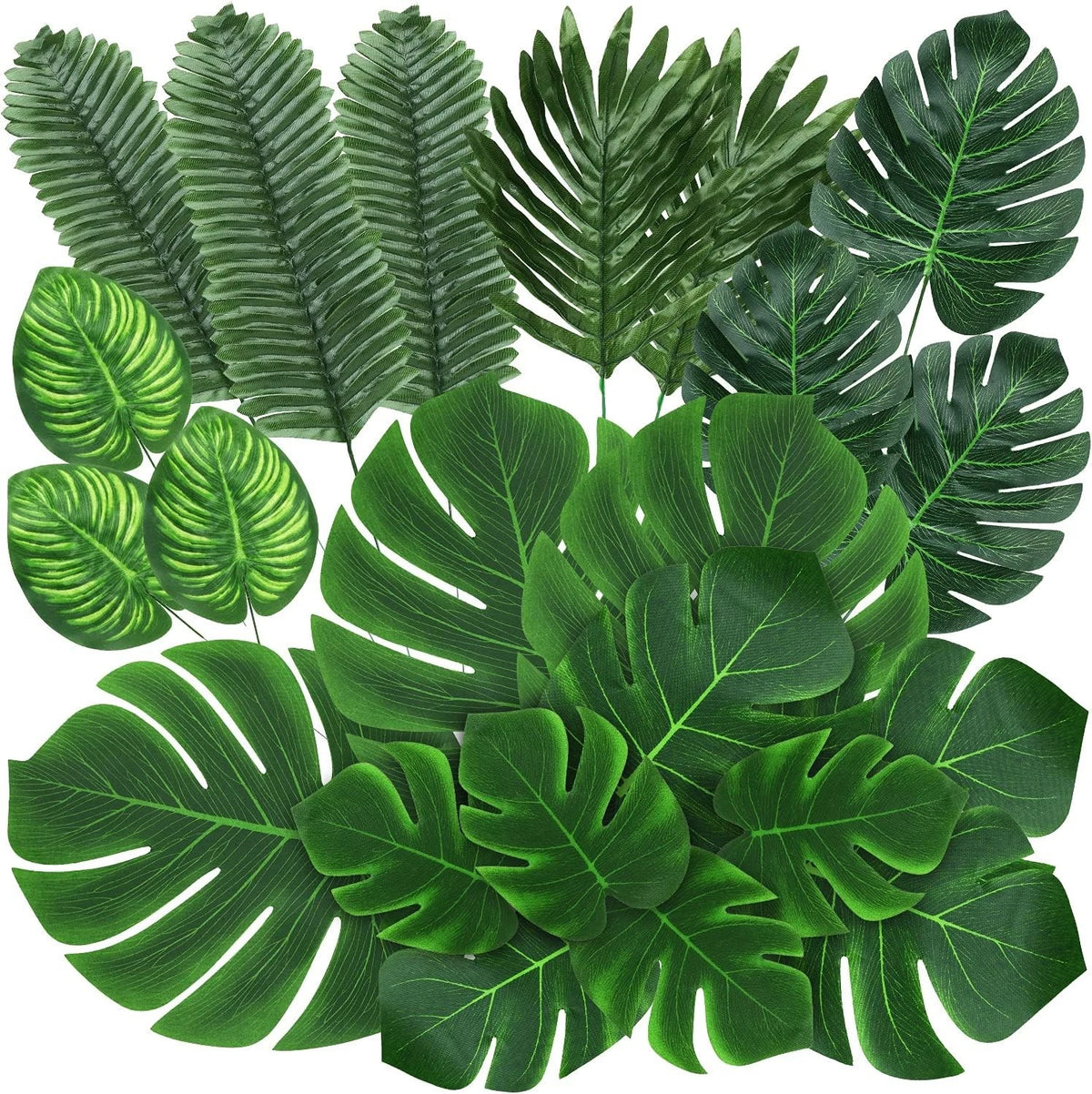 74 Pcs Tropical Fake Palm Leaves Set for Home Decor