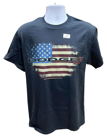 American Flag Black T-Shirt for Dodge Weathered (Mens)