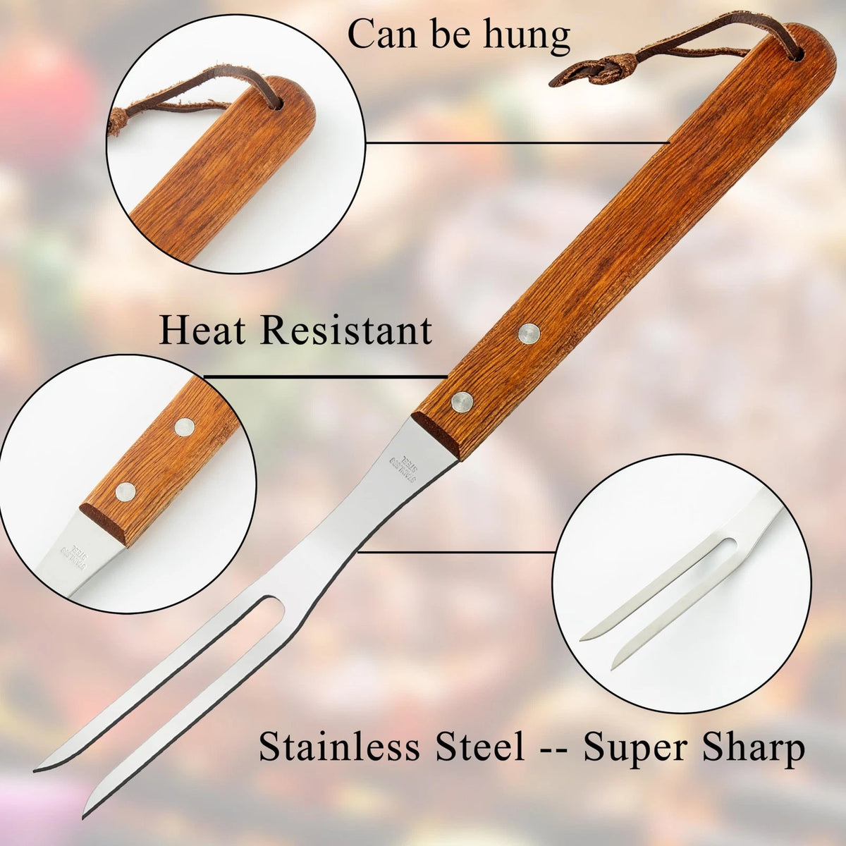 Set of 2 Stainless Steel Meat Forks for Carving (10.5 & 13.5 inch)
