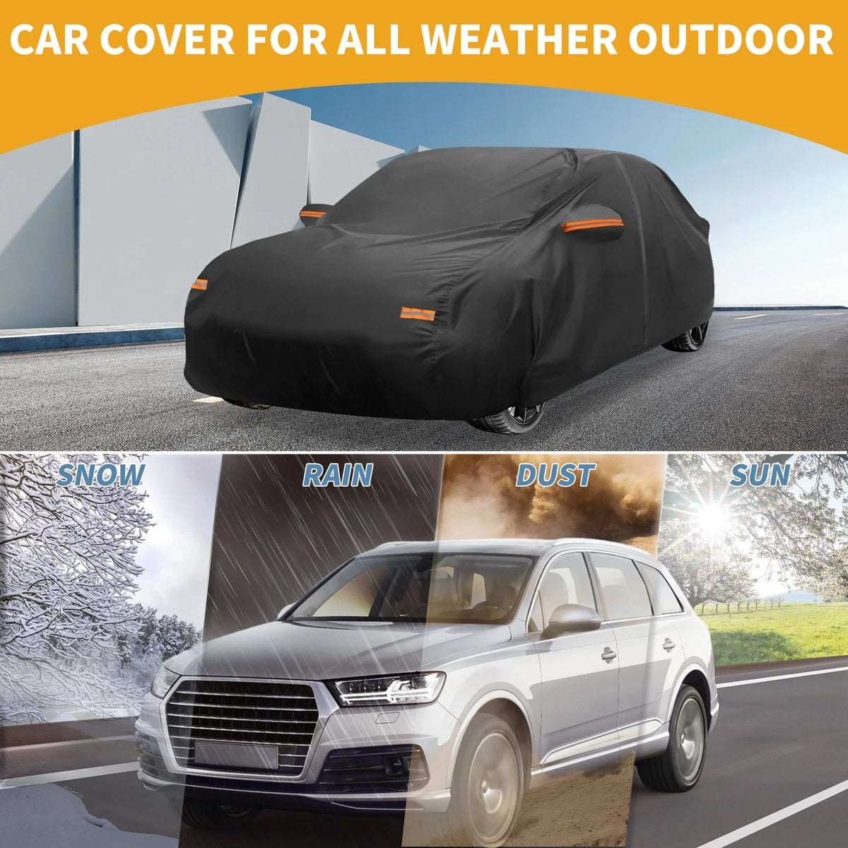 Waterproof Car Cover for Honda Accord Sedan (190T-PU, Black)