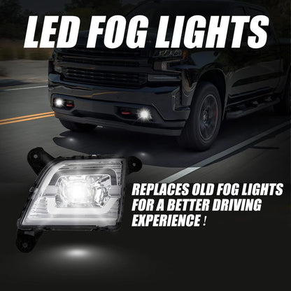 2X Front LED Fog Lights with Switch & Wiring Kit for Chevy Silverado (2019–2023)