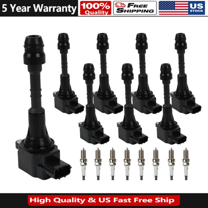 8PCS Ignition Coil & Spark Plug for Nissan Armada Titan Infiniti QX56 (2004–2015) - 1788335, 5C1482, CUF510