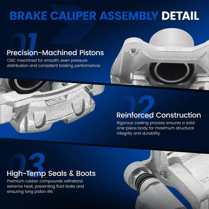 2X Front Brake Calipers with Bracket for Hyundai Sonata, Kia Optima (2011–2015)