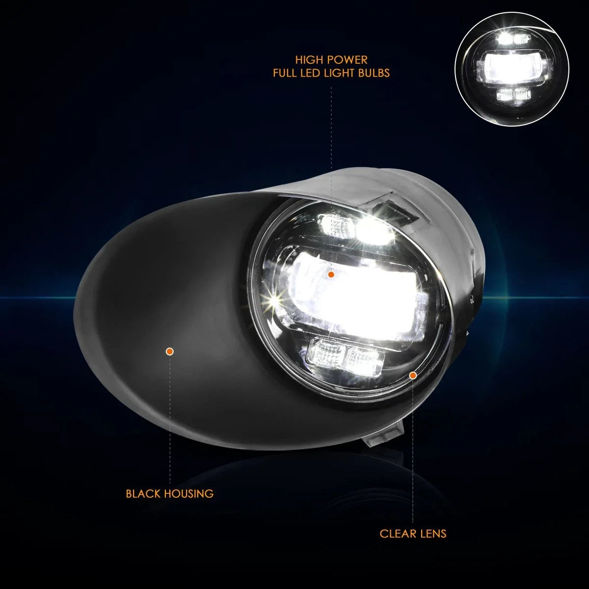 Clear Lens LED Projector Fog Lights for Toyota Tundra (2007–2014)