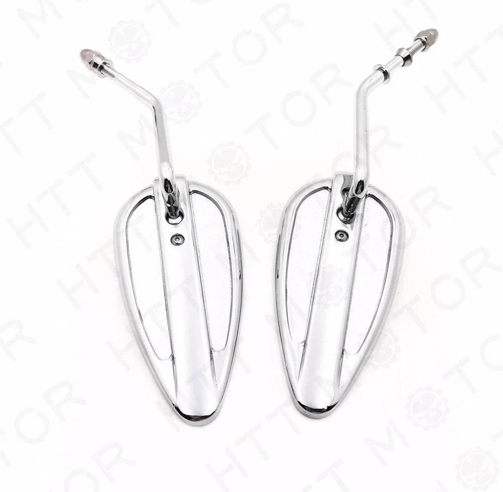 Pair Chrome Teardrop Racing Mirrors for Harley Street Glide, Road Glide (2014–2023)