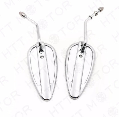 Pair Chrome Teardrop Racing Mirrors for Harley Street Glide, Road Glide (2014–2023)