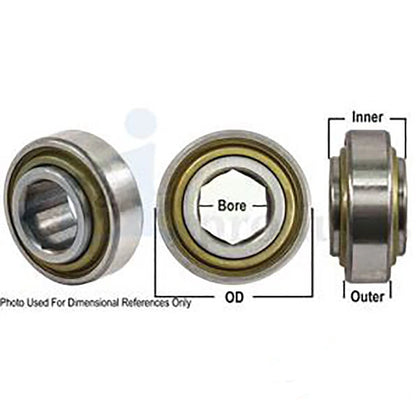 2X Hex Bore Bearing 1.25" Bore x 3.15" OD x 1.44" IR Width