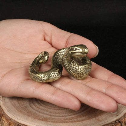 Solid Brass Snake Figurine for Garden and Home Decor