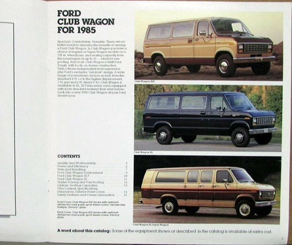 1985 Ford Club Wagon XLT XL Van Sales Brochure Original