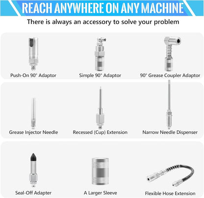 9X Grease Gun Couplers for Quick Connect Accessory Kit