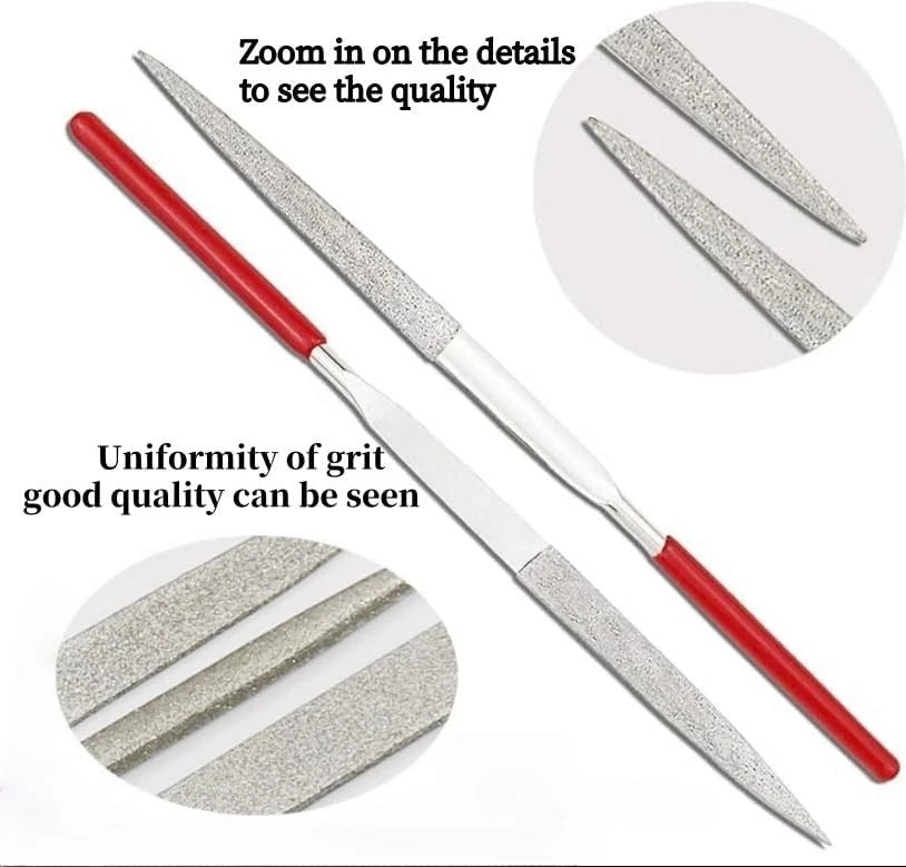 10-Piece Diamond Needle File Set for Jewelers (3x140mm)