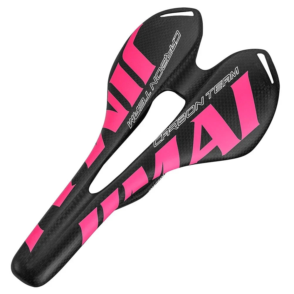Bicycle Seat Saddle for Mountain Road Bike (Carbon Fiber, Pink)