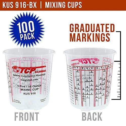 Full Case of 100 Pint (16oz) Paint Mixing Cups for Automotive Use