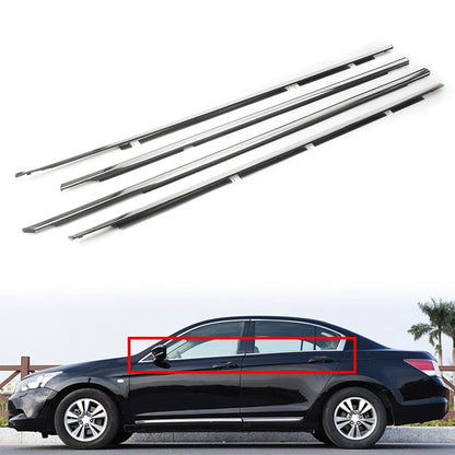Set of 4 Weatherstrip Window Moulding Trim Seal for Honda Accord (2008–2012) Chrome