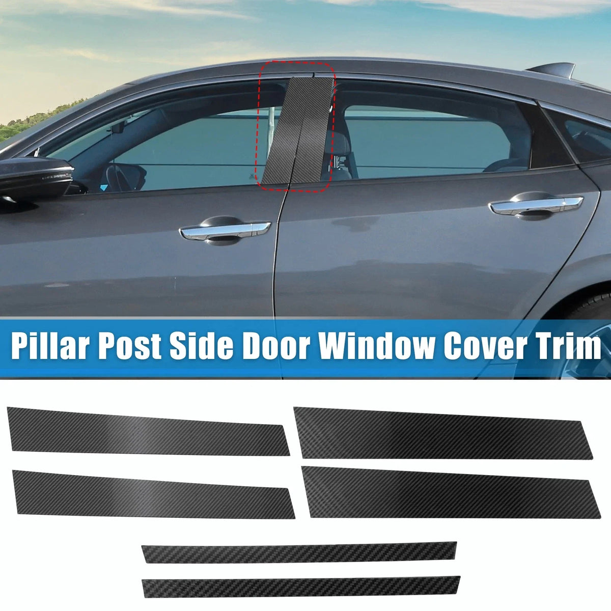 Set of 6 Pillar Post Side Door Window Covers for Honda Civic Sedan (2006–2011)