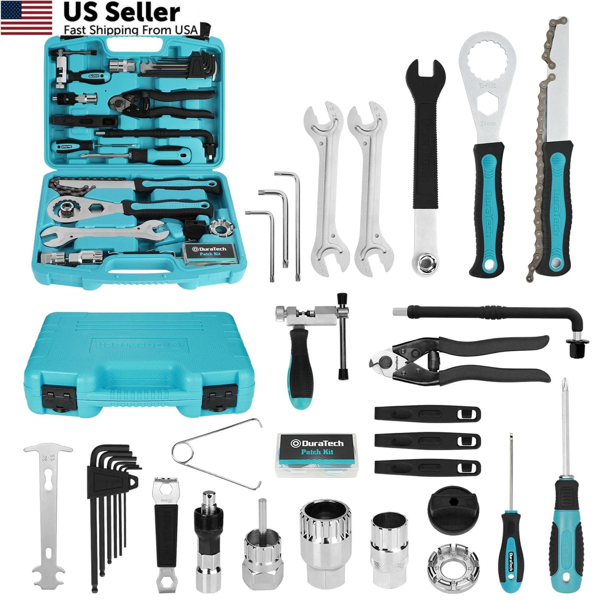 40-Piece Bike Repair Kit for Universal Use (Compact 3.5 x 1.5 x 0.5 inches)