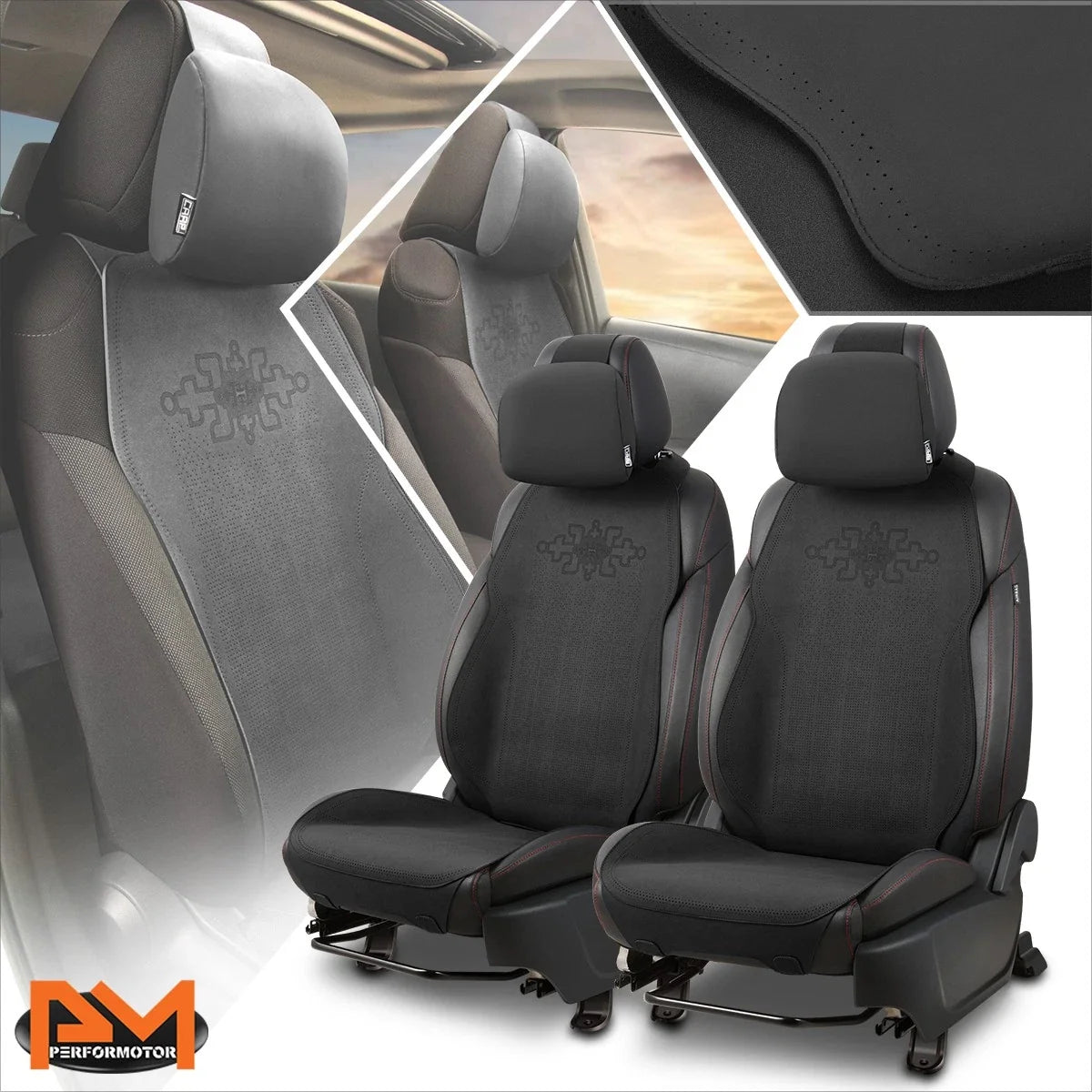 Front Row Bucket Seat Covers for Universal Fit (Protex Plus Series) Black