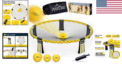 Set of 3 Roundnet Balls with Net and Backpack for Adventure