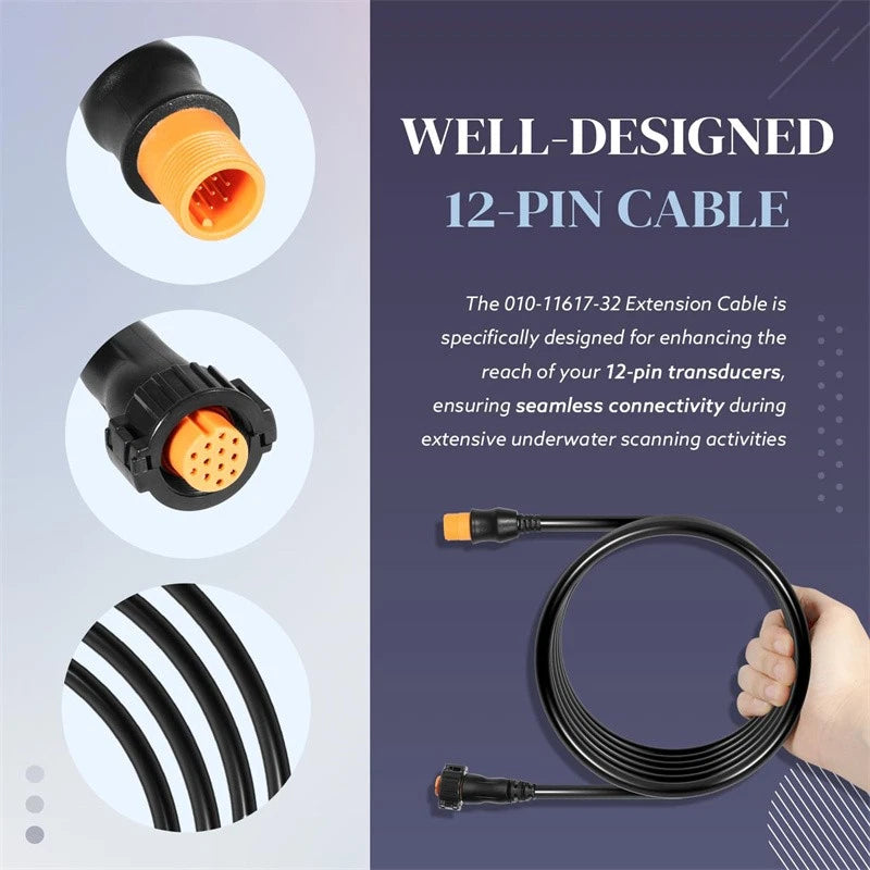 10ft Transducer Extension Cable for Garmin GPSMAP, Striker, ECHOMAP