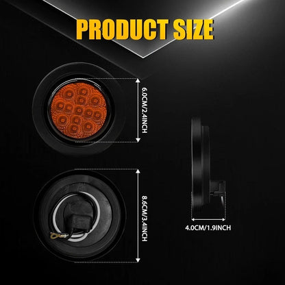 4pc DOT Amber 2.5 Inch Round Flush-Mount LED Marker Lights for Trailer