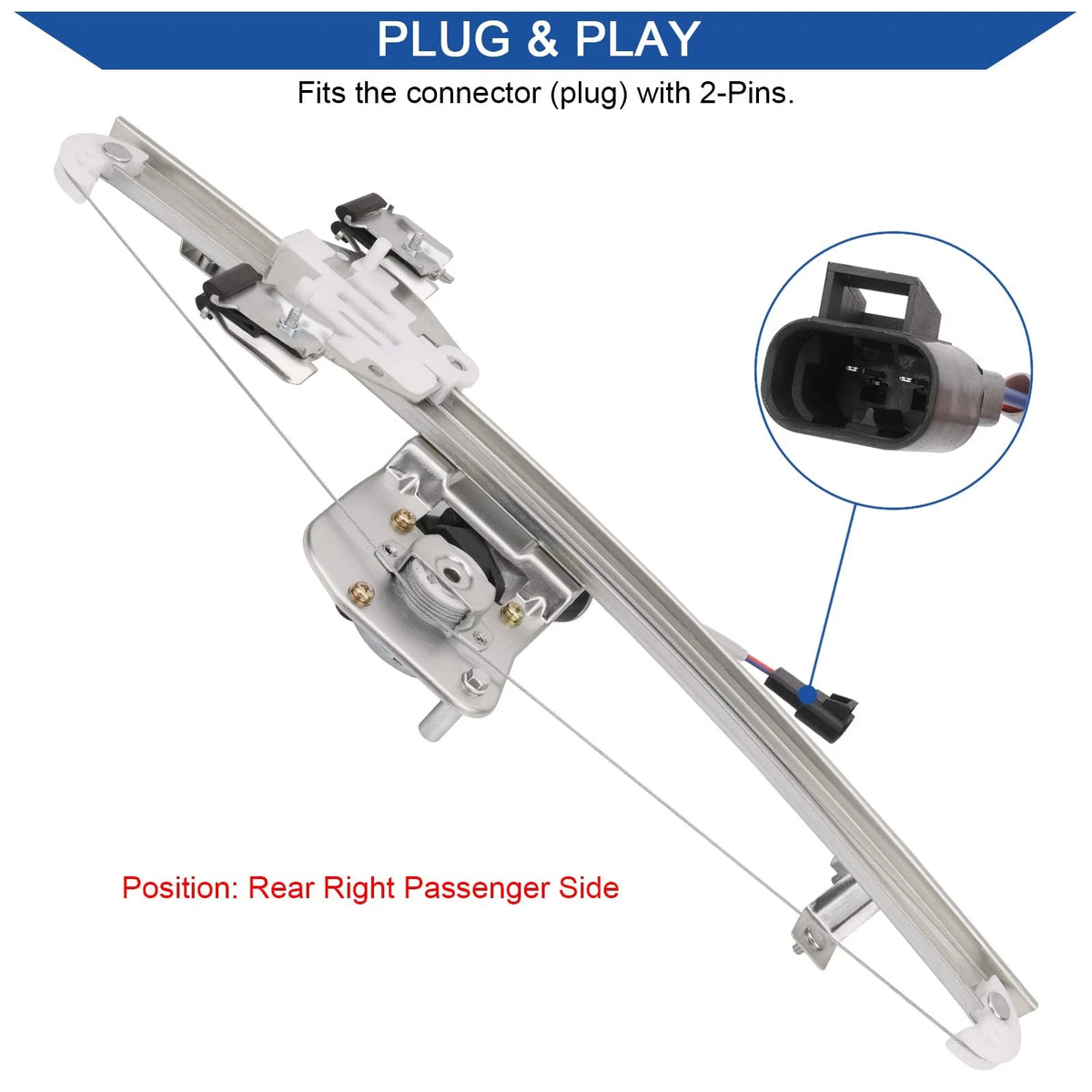 Rear Right Window Lift Regulator with Motor for Chevy Silverado GMC (2007–2013)