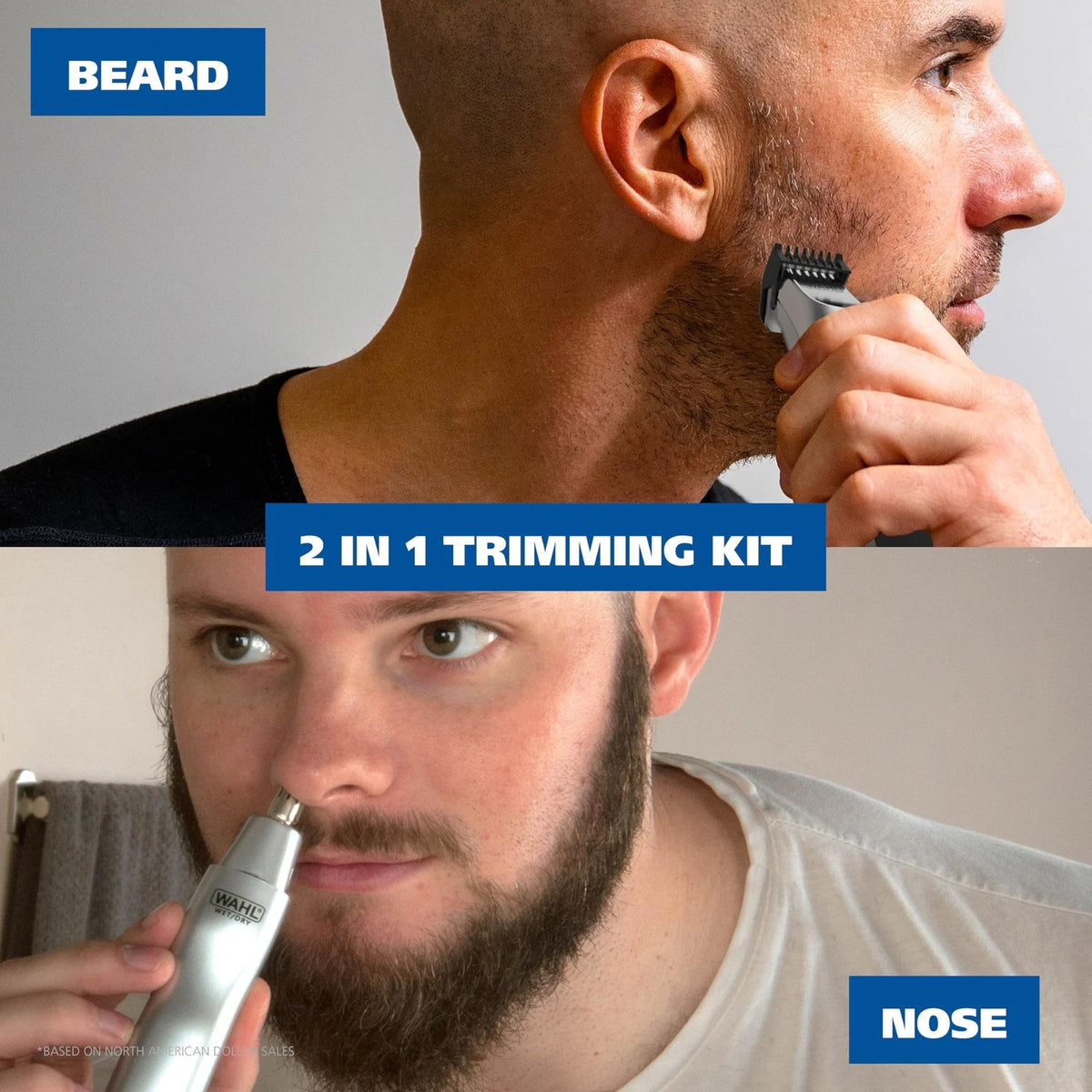 2X Wahl Groomsman Rechargeable Beard Trimmer Kit (15 Piece) - Silver/Black
