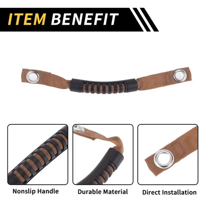 2pcs Roll Bar Grab Handles for Jeep Wrangler (2007–2023) - Brown