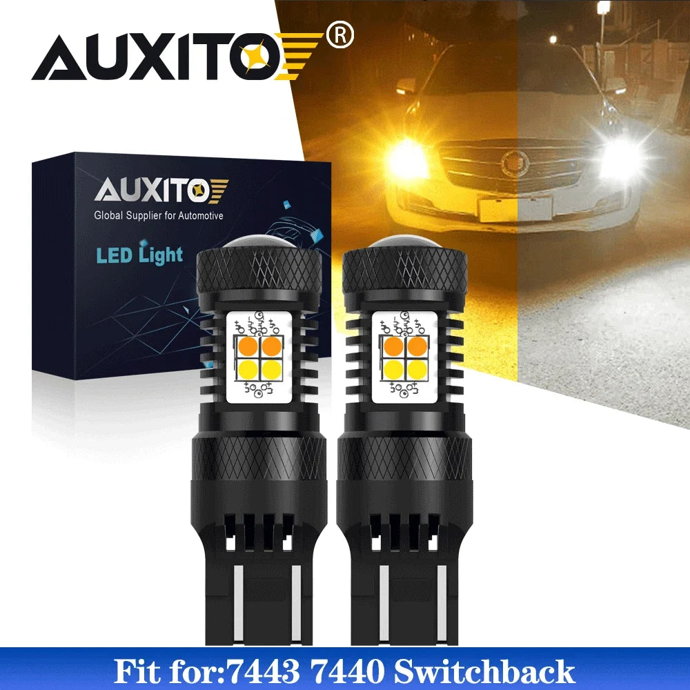 7443 LED Turn Signal Lights for AUXITO (Dual Color Amber White)