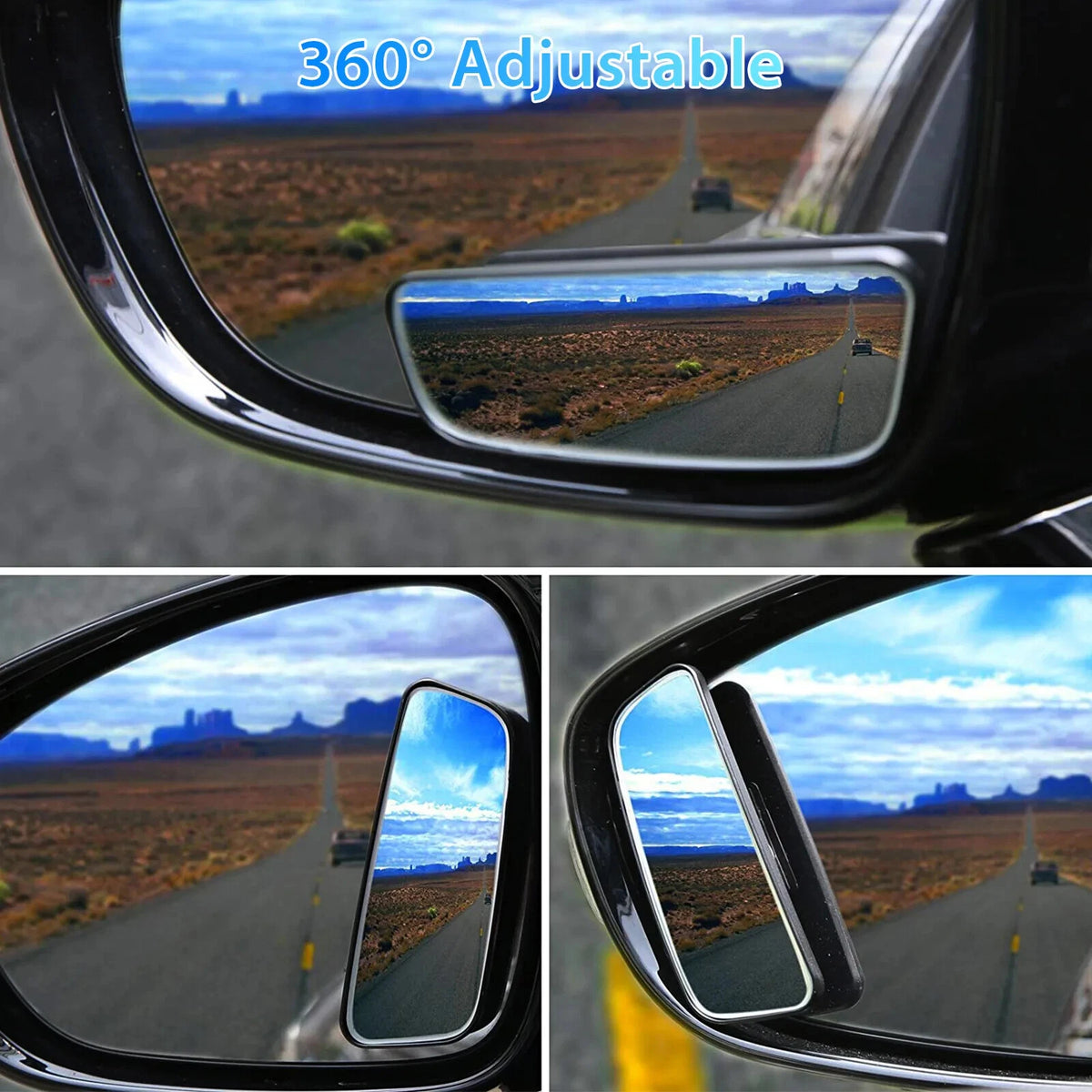 2X Adjustable Blind Spot Rear View Side Mirror 360° Wide Angle for Car Truck SUV