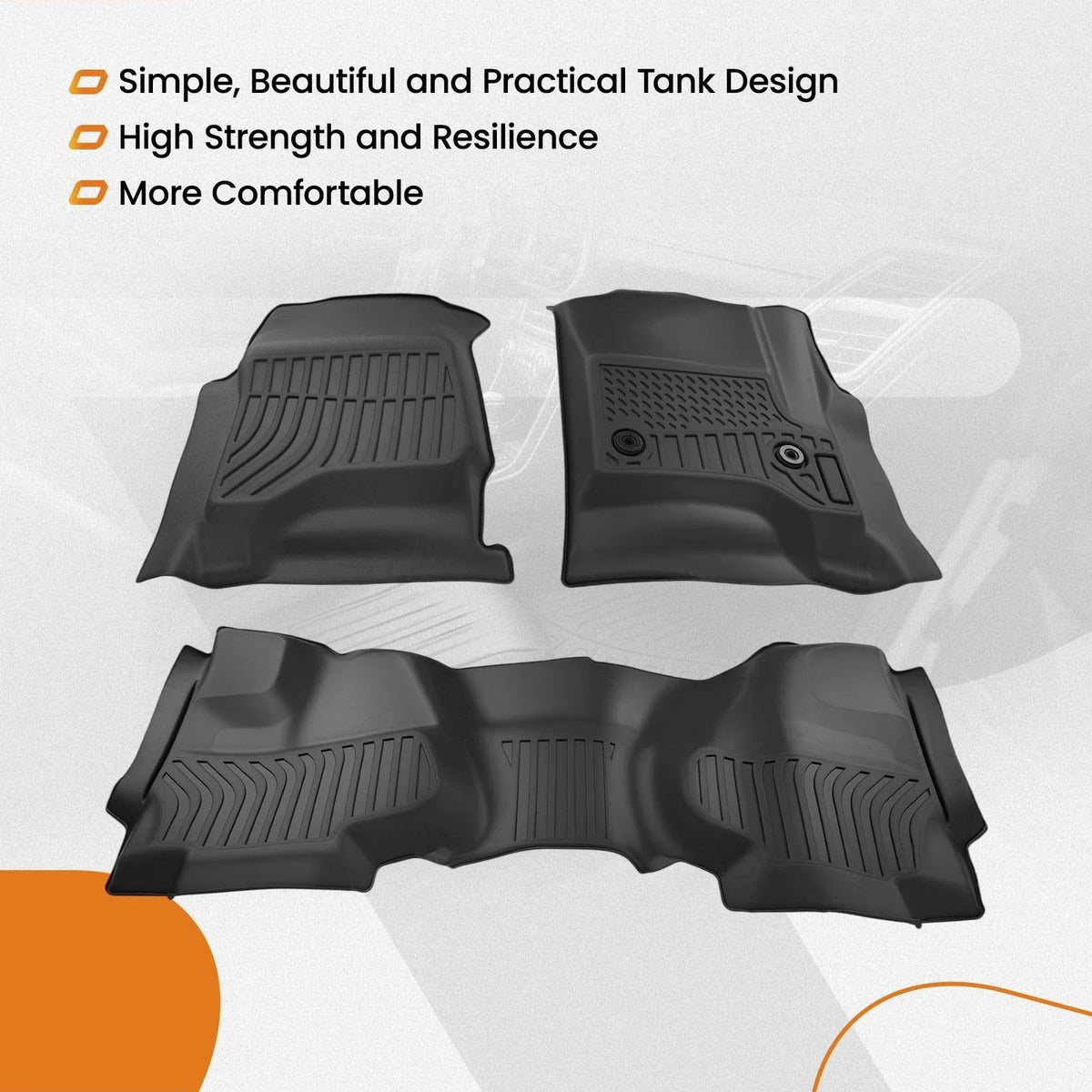 All Weather Floor Mats for Chevrolet Silverado Double Cab (2014–2019) TPE