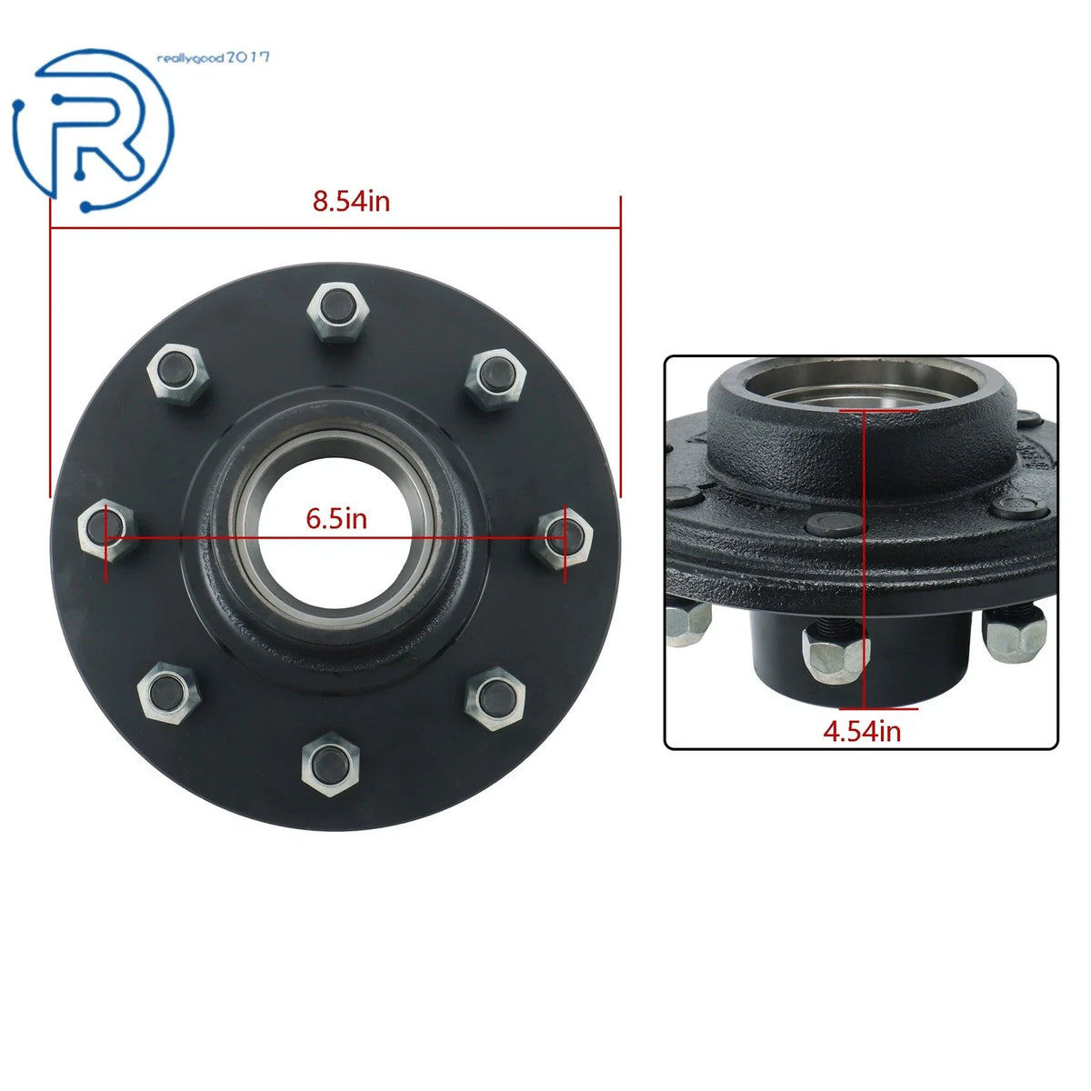 8 on 6.5" Trailer Wheel Hub Kit #42 for 4000 lbs Spindle