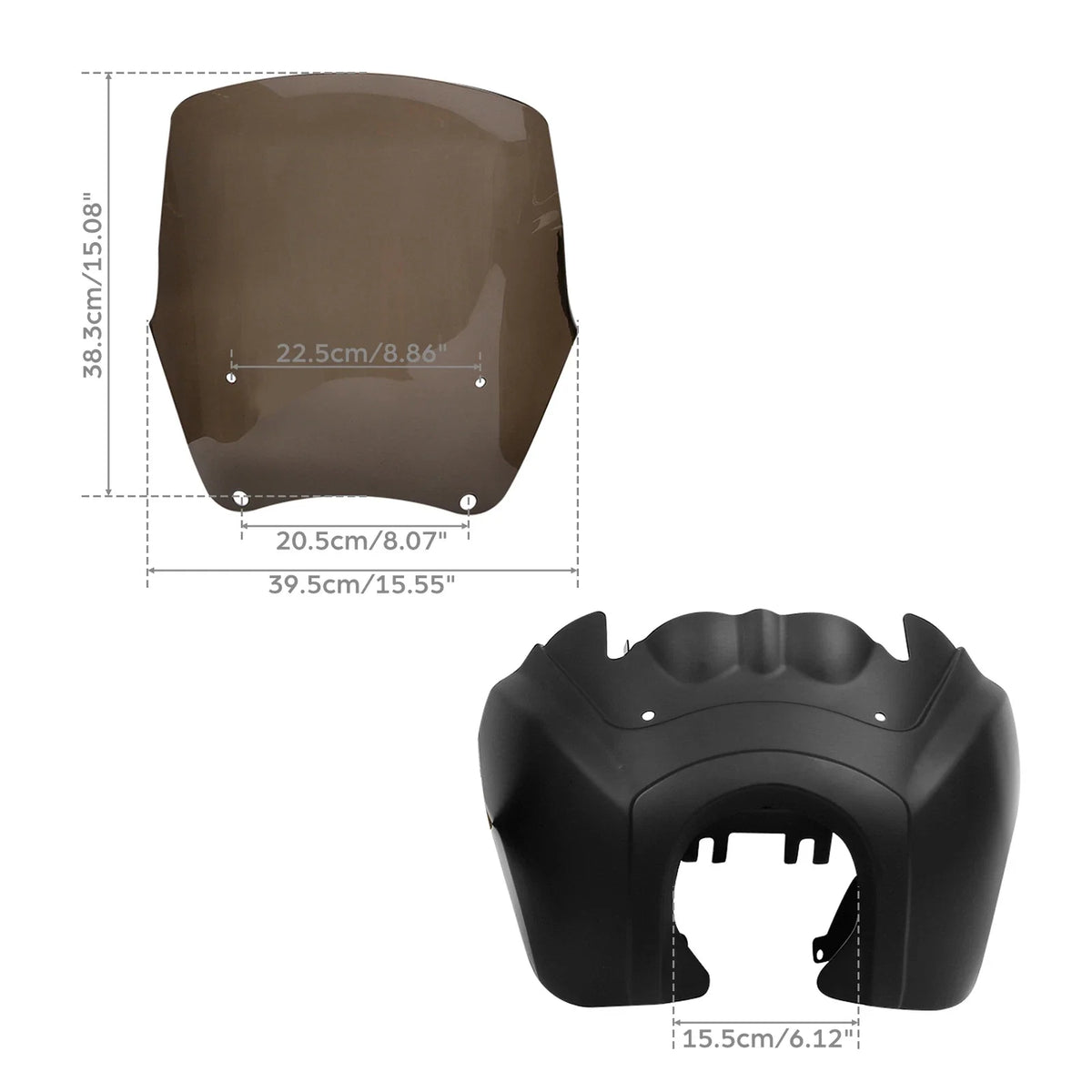 Front Upper Fairing with 15'' Windshield for Harley Street Fat Bob (2018–2023)