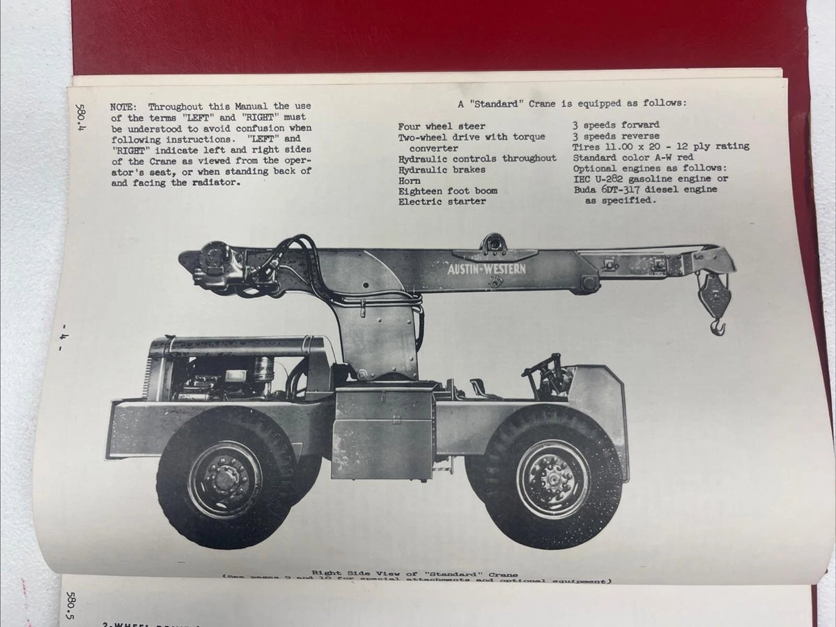 Hydraulic Crane Repair Parts Catalog for Austin Western 210 220 (1955)
