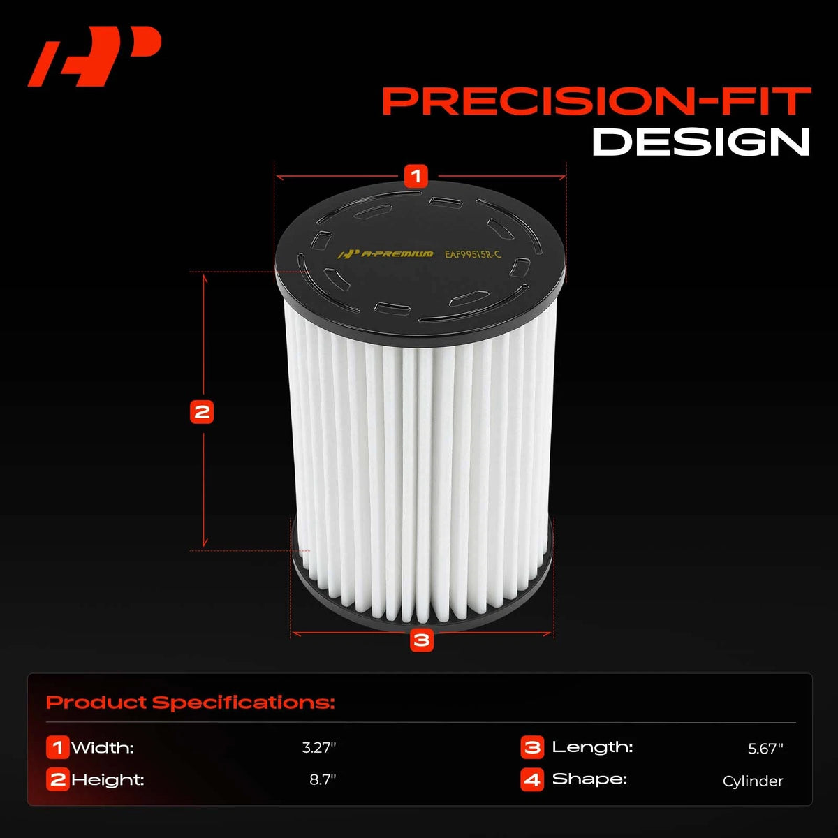 Engine Air Filter for Hyundai Kona N (2022–2023), Veloster N (2019–2022) 28113S0100, PA99515