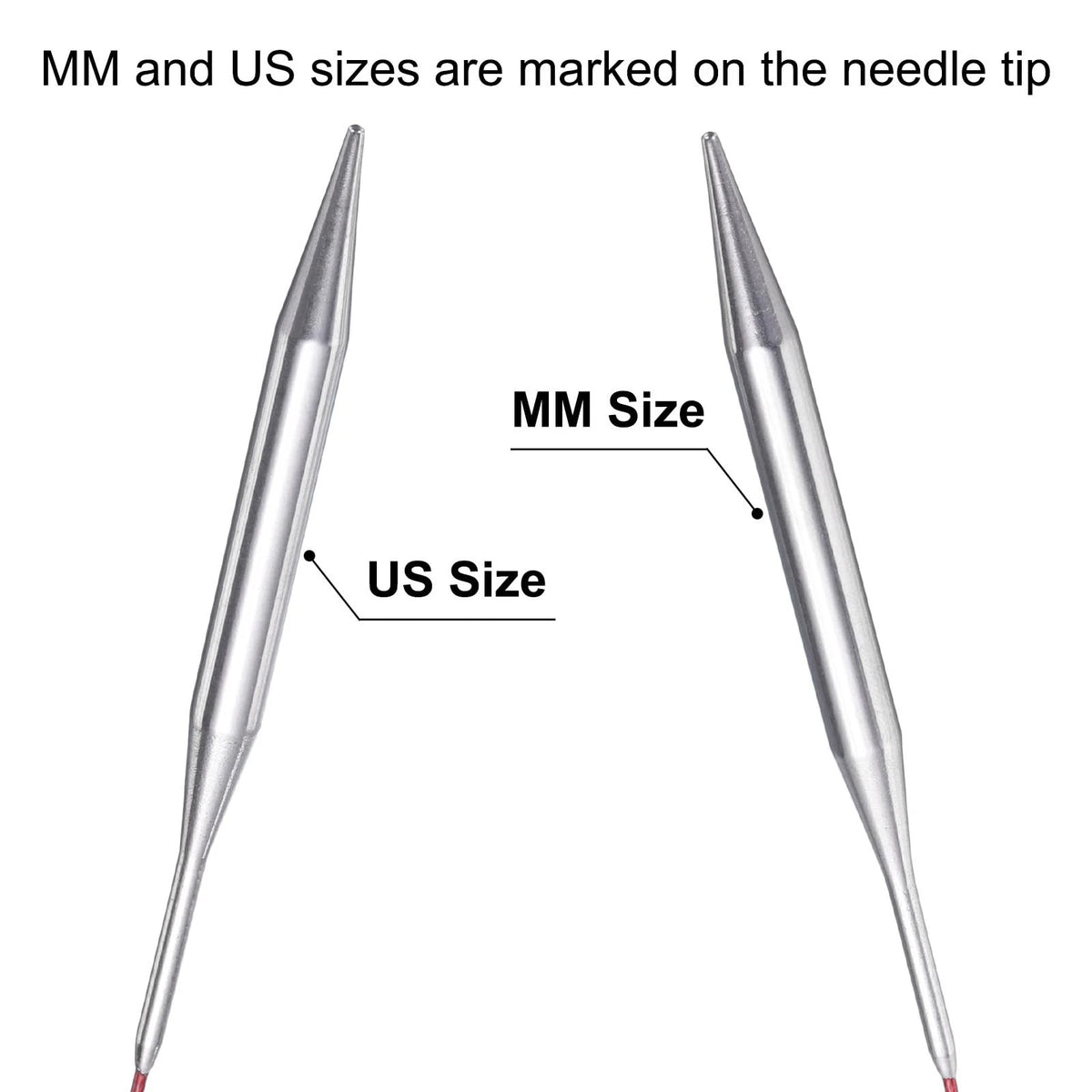 16-Inch Knitting Needles Size US 11 (8mm) - Set of 2, Red