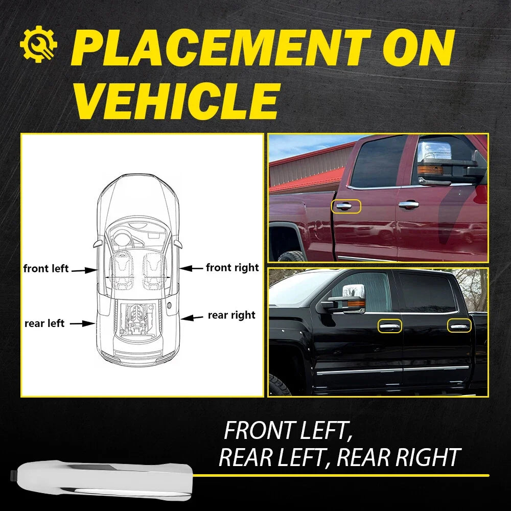 2 Exterior Door Handles for Chevrolet Silverado 1500 (2014–2022) Chrome